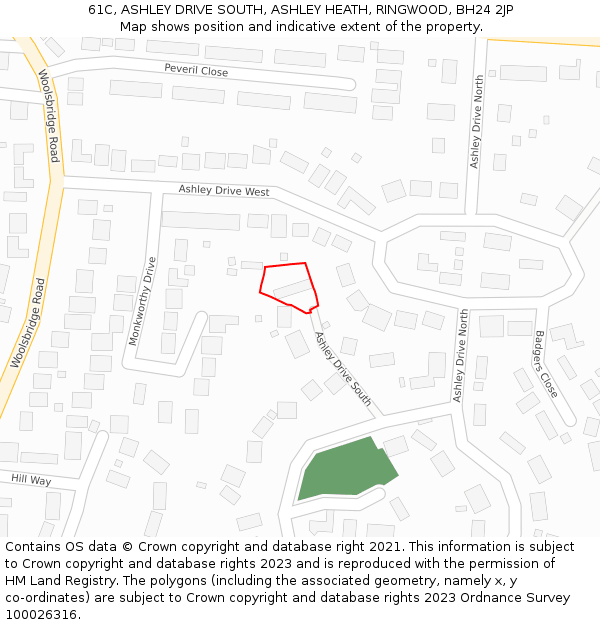 61C, ASHLEY DRIVE SOUTH, ASHLEY HEATH, RINGWOOD, BH24 2JP: Location map and indicative extent of plot