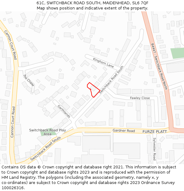 61C, SWITCHBACK ROAD SOUTH, MAIDENHEAD, SL6 7QF: Location map and indicative extent of plot