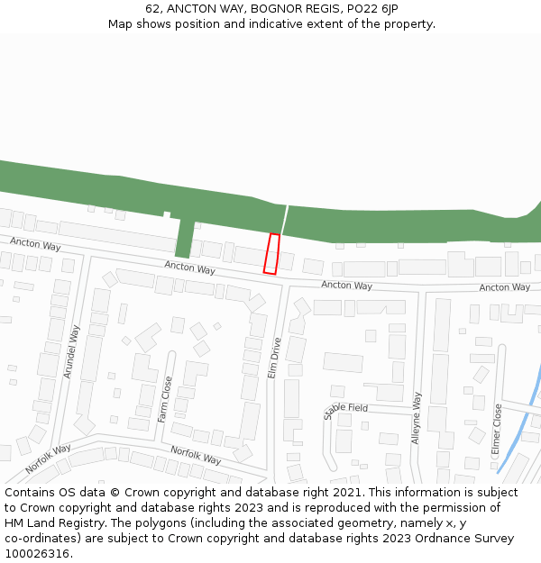 62, ANCTON WAY, BOGNOR REGIS, PO22 6JP: Location map and indicative extent of plot