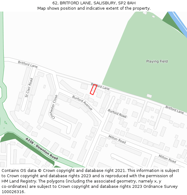 62, BRITFORD LANE, SALISBURY, SP2 8AH: Location map and indicative extent of plot