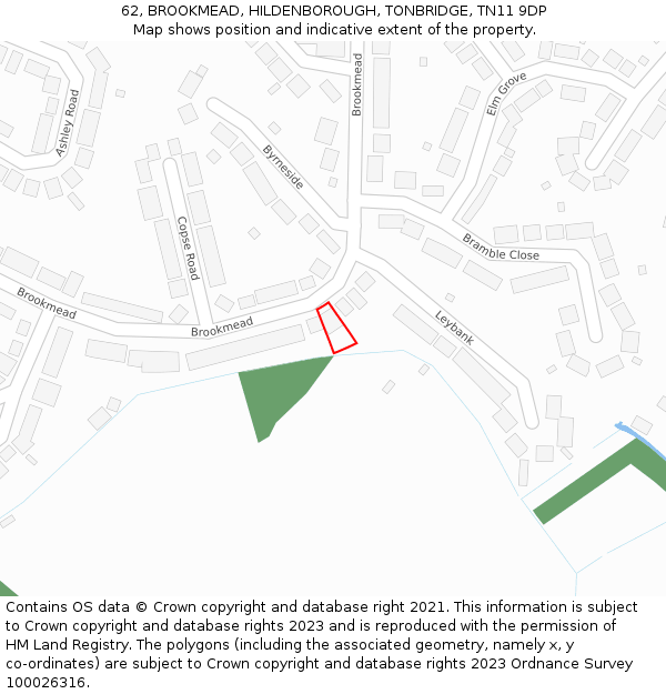 62, BROOKMEAD, HILDENBOROUGH, TONBRIDGE, TN11 9DP: Location map and indicative extent of plot