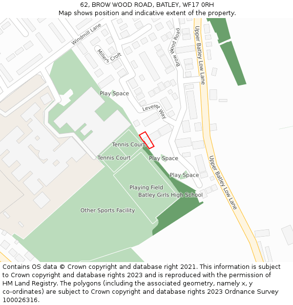 62, BROW WOOD ROAD, BATLEY, WF17 0RH: Location map and indicative extent of plot