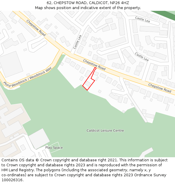 62, CHEPSTOW ROAD, CALDICOT, NP26 4HZ: Location map and indicative extent of plot