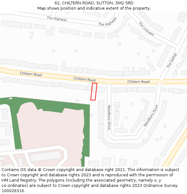 62, CHILTERN ROAD, SUTTON, SM2 5RD: Location map and indicative extent of plot
