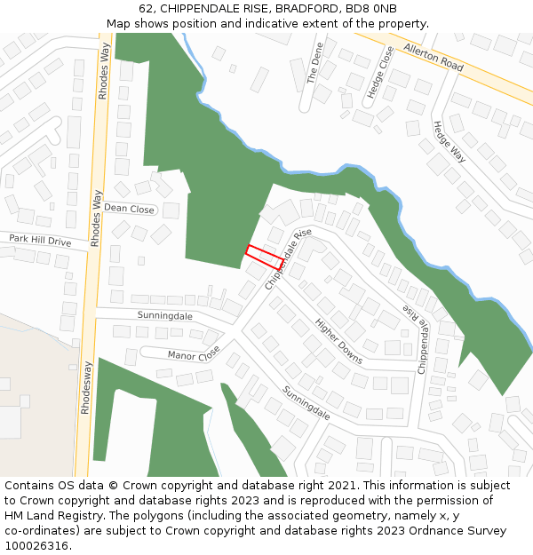 62, CHIPPENDALE RISE, BRADFORD, BD8 0NB: Location map and indicative extent of plot