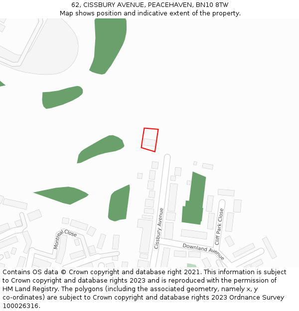 62, CISSBURY AVENUE, PEACEHAVEN, BN10 8TW: Location map and indicative extent of plot