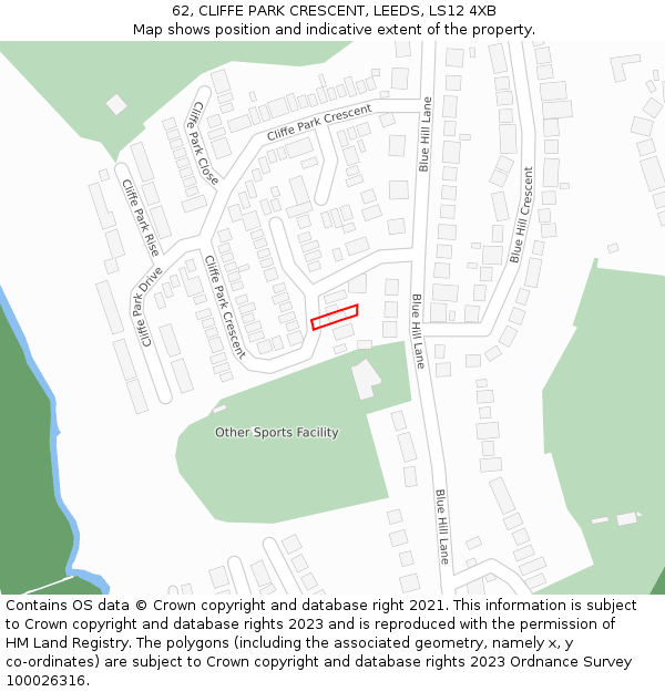 62, CLIFFE PARK CRESCENT, LEEDS, LS12 4XB: Location map and indicative extent of plot