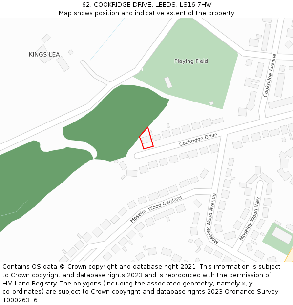 62, COOKRIDGE DRIVE, LEEDS, LS16 7HW: Location map and indicative extent of plot