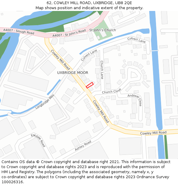 62, COWLEY MILL ROAD, UXBRIDGE, UB8 2QE: Location map and indicative extent of plot