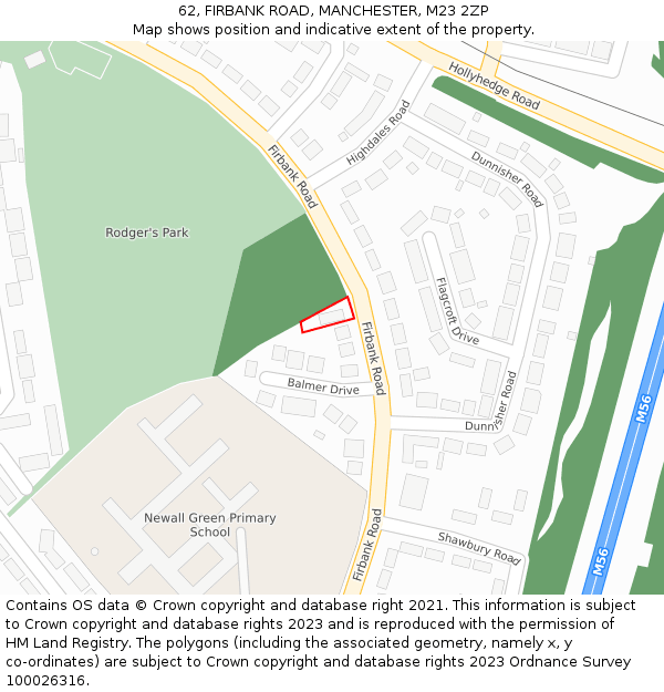 62, FIRBANK ROAD, MANCHESTER, M23 2ZP: Location map and indicative extent of plot