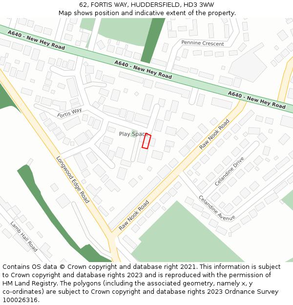 62, FORTIS WAY, HUDDERSFIELD, HD3 3WW: Location map and indicative extent of plot