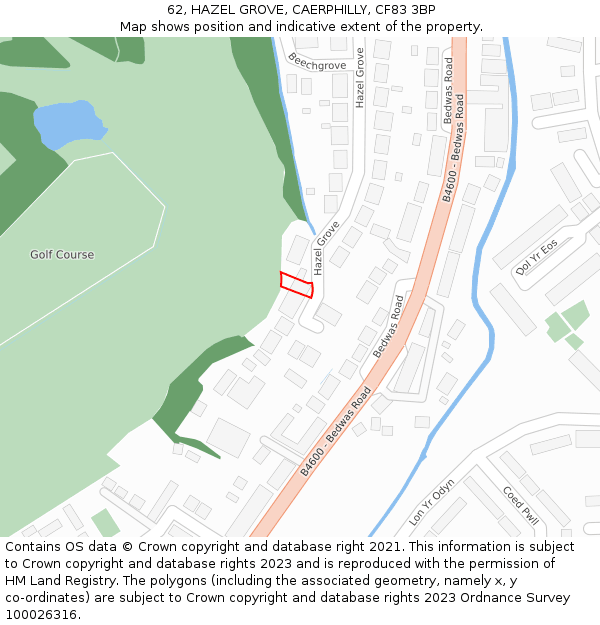 62, HAZEL GROVE, CAERPHILLY, CF83 3BP: Location map and indicative extent of plot