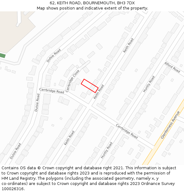 62, KEITH ROAD, BOURNEMOUTH, BH3 7DX: Location map and indicative extent of plot