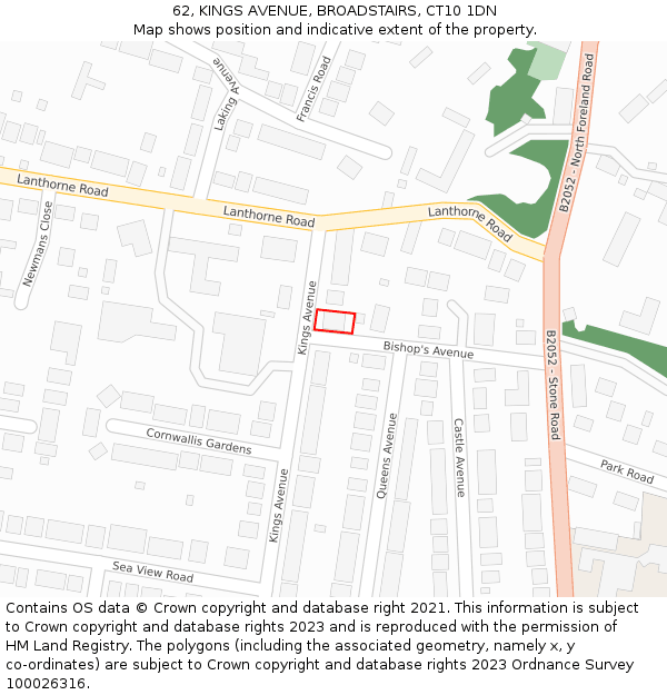 62, KINGS AVENUE, BROADSTAIRS, CT10 1DN: Location map and indicative extent of plot