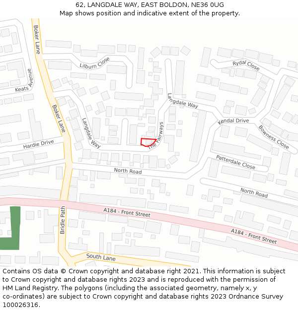 62, LANGDALE WAY, EAST BOLDON, NE36 0UG: Location map and indicative extent of plot