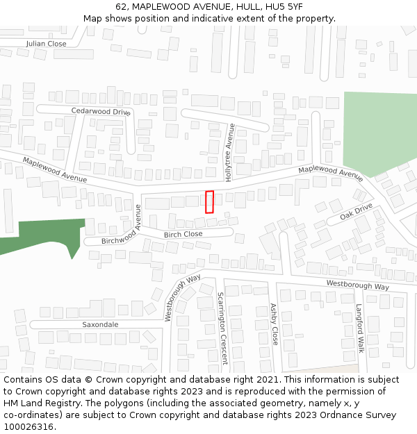 62, MAPLEWOOD AVENUE, HULL, HU5 5YF: Location map and indicative extent of plot