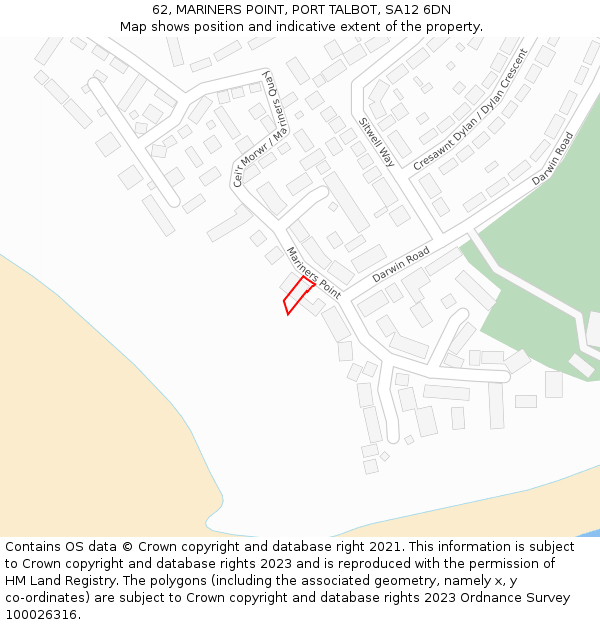 62, MARINERS POINT, PORT TALBOT, SA12 6DN: Location map and indicative extent of plot