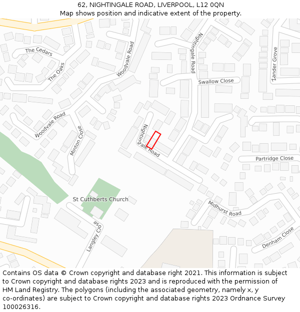 62, NIGHTINGALE ROAD, LIVERPOOL, L12 0QN: Location map and indicative extent of plot