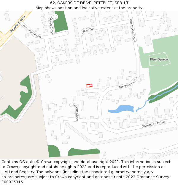 62, OAKERSIDE DRIVE, PETERLEE, SR8 1JT: Location map and indicative extent of plot