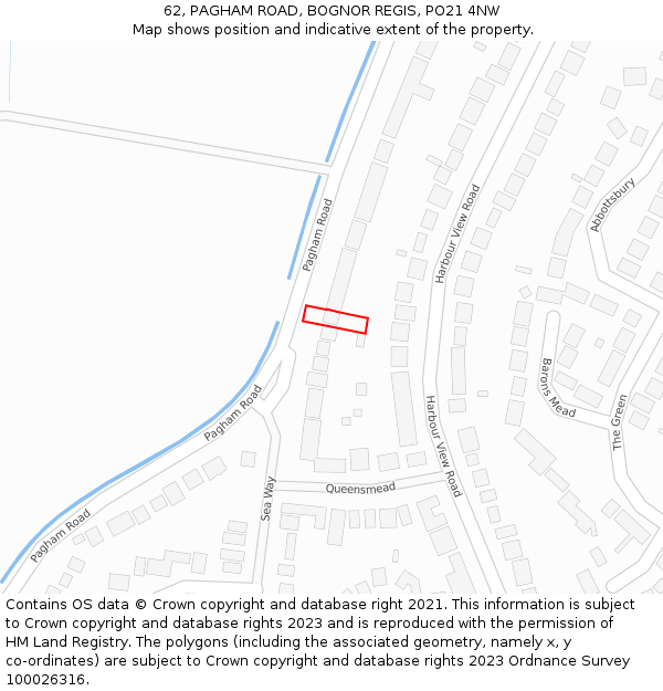 62, PAGHAM ROAD, BOGNOR REGIS, PO21 4NW: Location map and indicative extent of plot