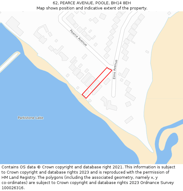 62, PEARCE AVENUE, POOLE, BH14 8EH: Location map and indicative extent of plot