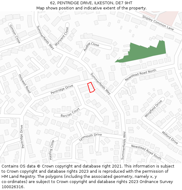 62, PENTRIDGE DRIVE, ILKESTON, DE7 9HT: Location map and indicative extent of plot