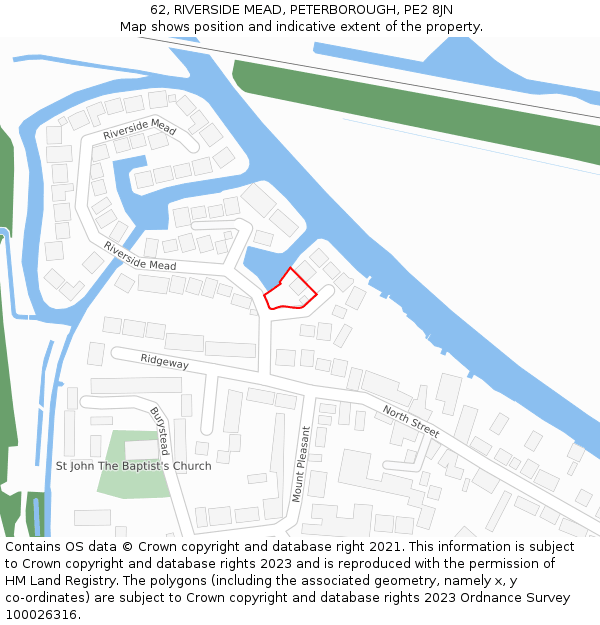 62, RIVERSIDE MEAD, PETERBOROUGH, PE2 8JN: Location map and indicative extent of plot