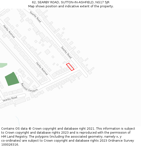 62, SEARBY ROAD, SUTTON-IN-ASHFIELD, NG17 5JR: Location map and indicative extent of plot