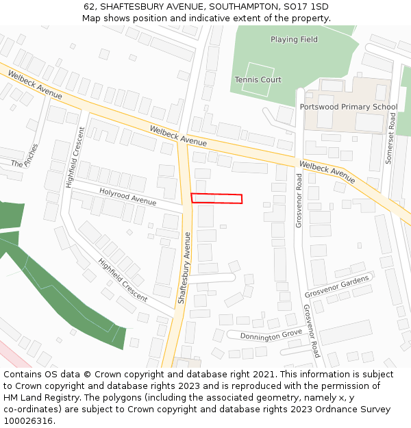 62, SHAFTESBURY AVENUE, SOUTHAMPTON, SO17 1SD: Location map and indicative extent of plot