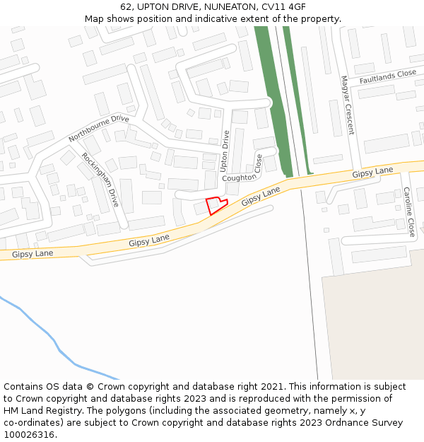 62, UPTON DRIVE, NUNEATON, CV11 4GF: Location map and indicative extent of plot