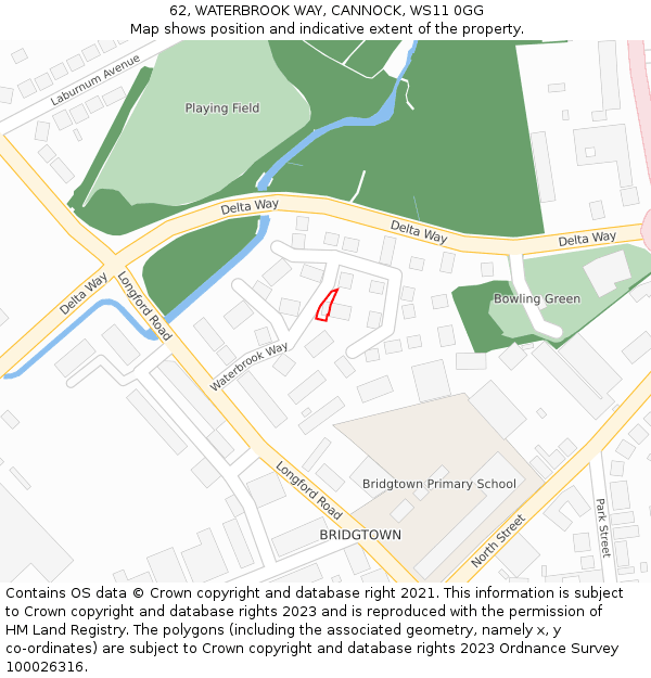 62, WATERBROOK WAY, CANNOCK, WS11 0GG: Location map and indicative extent of plot