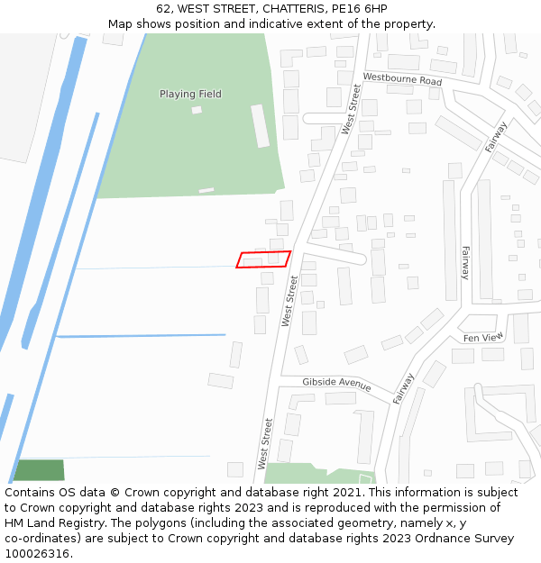 62, WEST STREET, CHATTERIS, PE16 6HP: Location map and indicative extent of plot