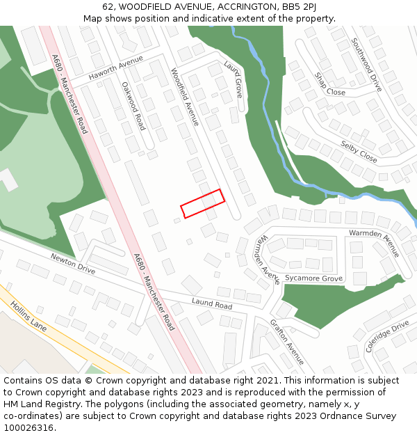 62, WOODFIELD AVENUE, ACCRINGTON, BB5 2PJ: Location map and indicative extent of plot