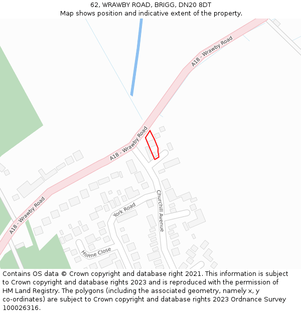 62, WRAWBY ROAD, BRIGG, DN20 8DT: Location map and indicative extent of plot