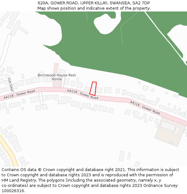 620A, GOWER ROAD, UPPER KILLAY, SWANSEA, SA2 7DP: Location map and indicative extent of plot