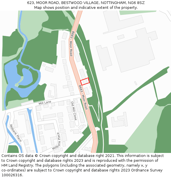 623, MOOR ROAD, BESTWOOD VILLAGE, NOTTINGHAM, NG6 8SZ: Location map and indicative extent of plot