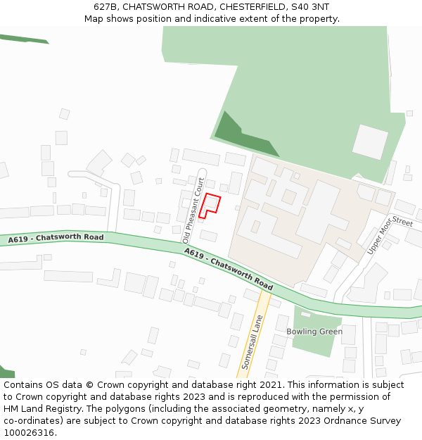 627B, CHATSWORTH ROAD, CHESTERFIELD, S40 3NT: Location map and indicative extent of plot