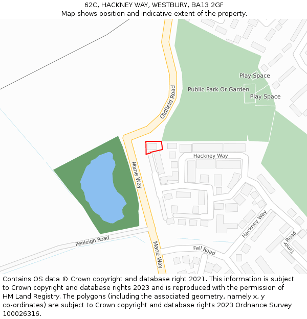 62C, HACKNEY WAY, WESTBURY, BA13 2GF: Location map and indicative extent of plot