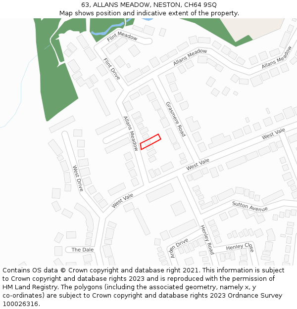 63, ALLANS MEADOW, NESTON, CH64 9SQ: Location map and indicative extent of plot