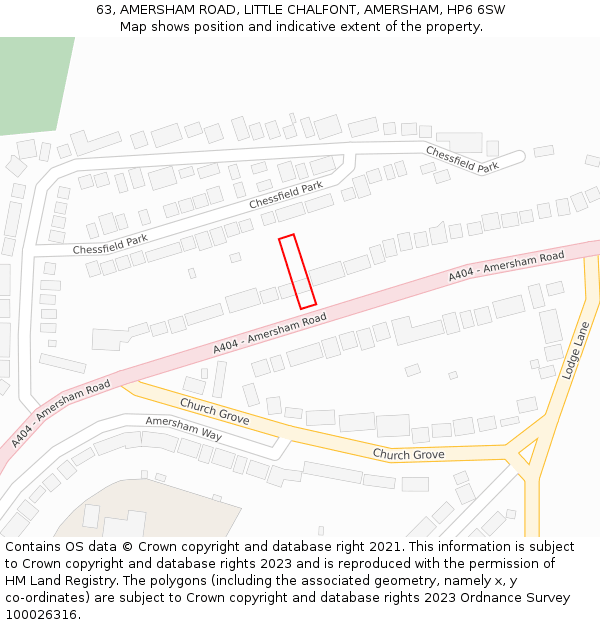 63, AMERSHAM ROAD, LITTLE CHALFONT, AMERSHAM, HP6 6SW: Location map and indicative extent of plot