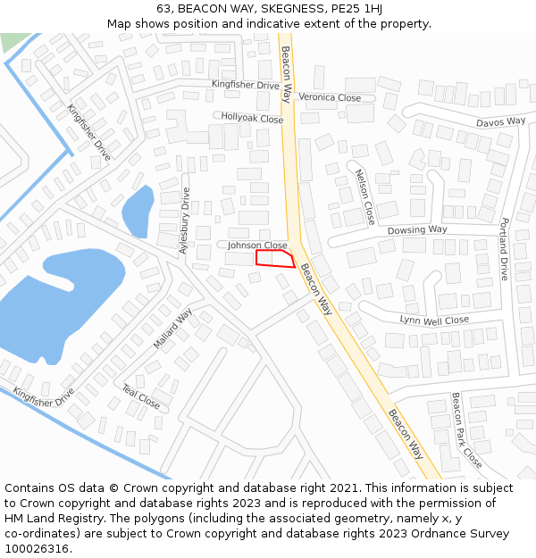 63, BEACON WAY, SKEGNESS, PE25 1HJ: Location map and indicative extent of plot