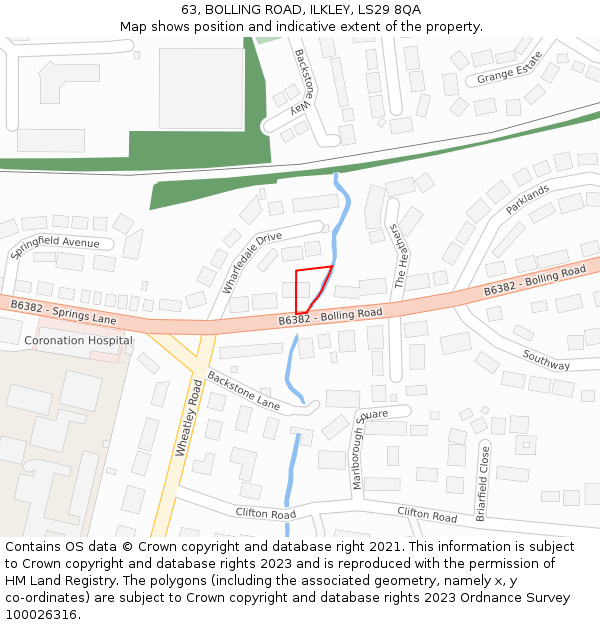 63, BOLLING ROAD, ILKLEY, LS29 8QA: Location map and indicative extent of plot