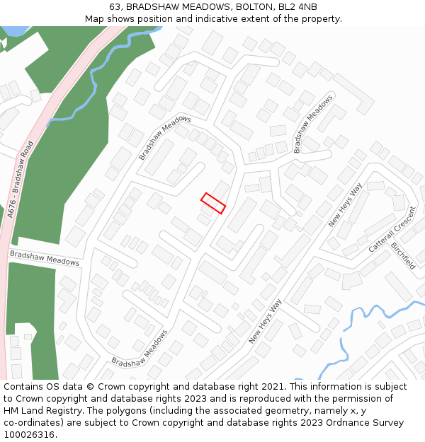 63, BRADSHAW MEADOWS, BOLTON, BL2 4NB: Location map and indicative extent of plot