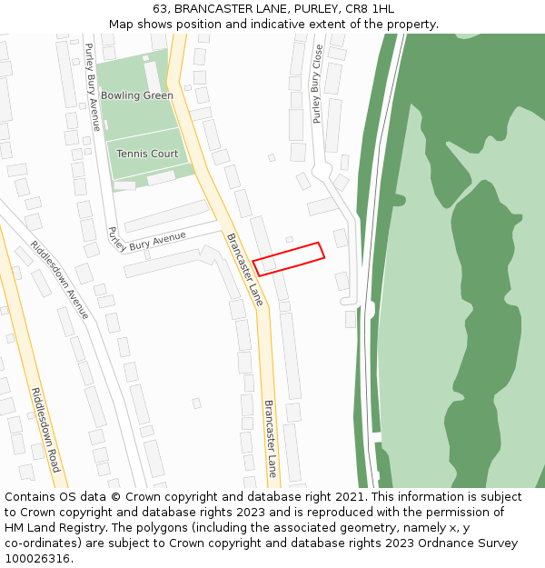 63, BRANCASTER LANE, PURLEY, CR8 1HL: Location map and indicative extent of plot
