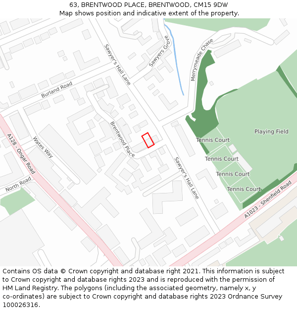 63, BRENTWOOD PLACE, BRENTWOOD, CM15 9DW: Location map and indicative extent of plot
