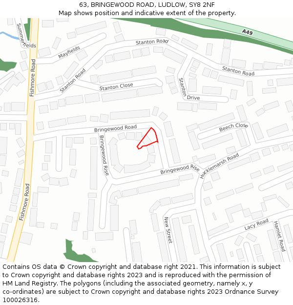 63, BRINGEWOOD ROAD, LUDLOW, SY8 2NF: Location map and indicative extent of plot