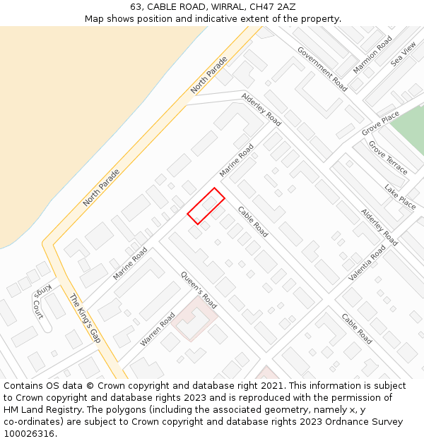 63, CABLE ROAD, WIRRAL, CH47 2AZ: Location map and indicative extent of plot