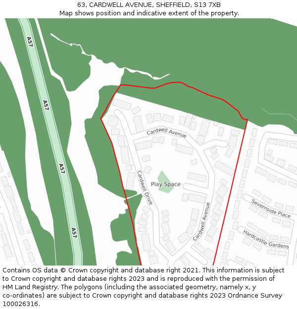 63, CARDWELL AVENUE, SHEFFIELD, S13 7XB: Location map and indicative extent of plot