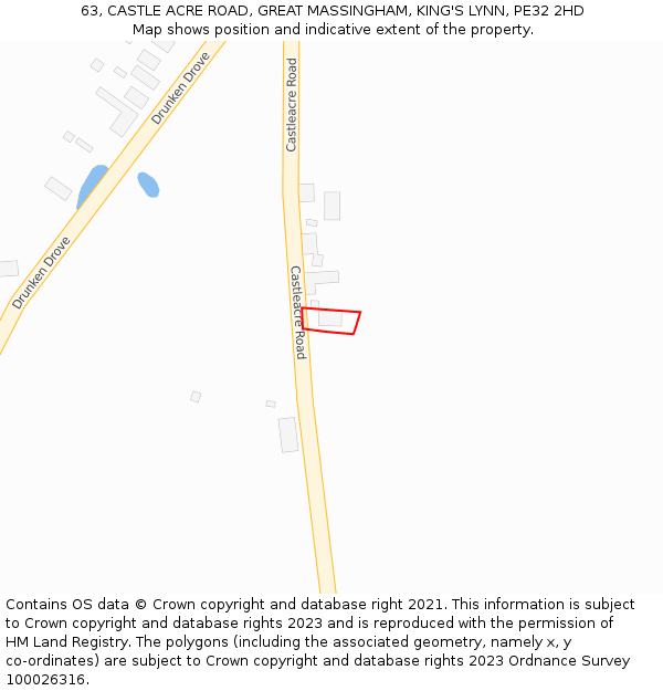 63, CASTLE ACRE ROAD, GREAT MASSINGHAM, KING'S LYNN, PE32 2HD: Location map and indicative extent of plot