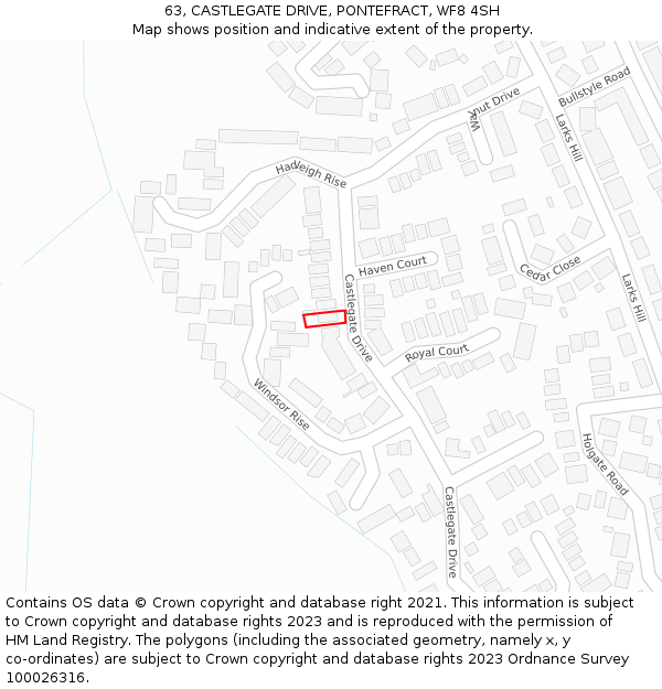 63, CASTLEGATE DRIVE, PONTEFRACT, WF8 4SH: Location map and indicative extent of plot